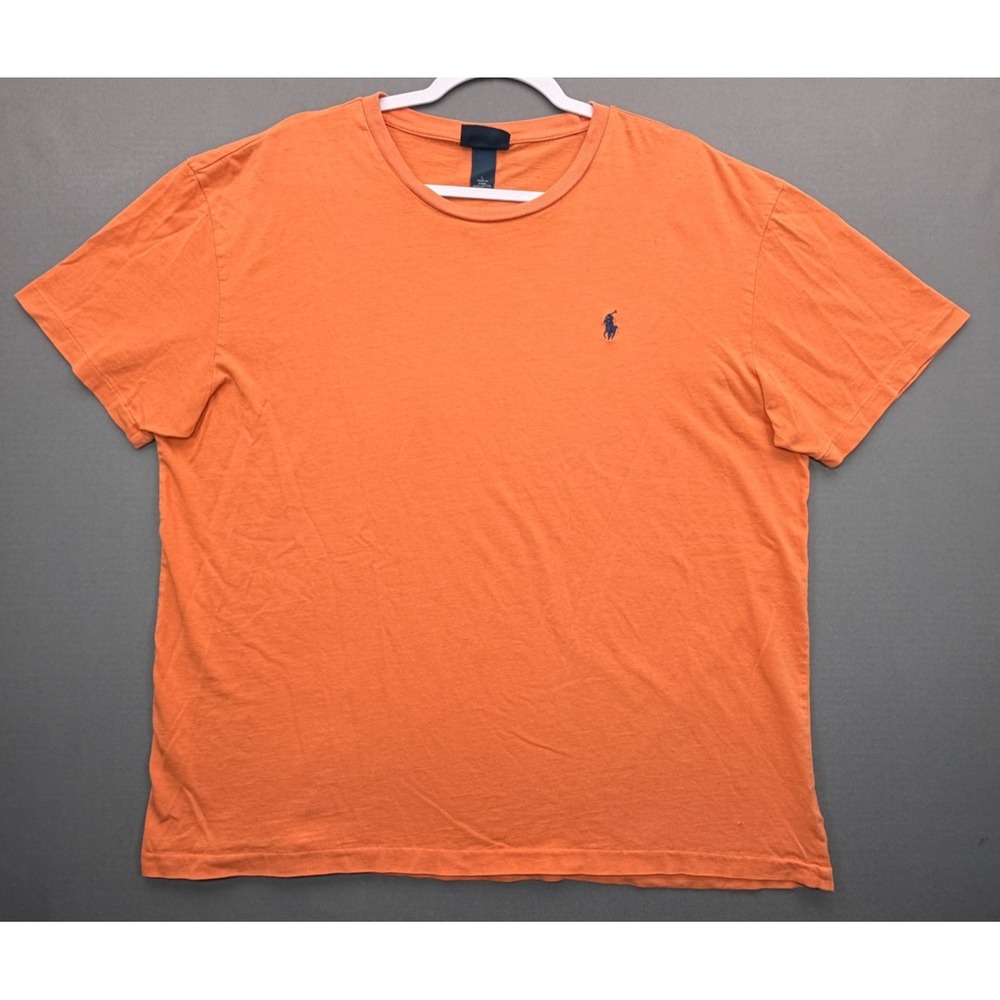 Polo Ralph Lauren T Shirt Orange Short Sleeve Pony Logo Cotton Crew | Mens Large